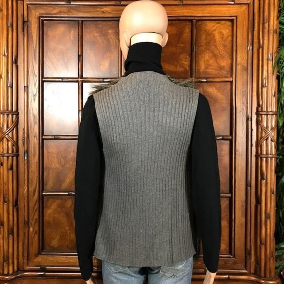 NWOT Jones New York Faux Mongolian Fur Cotton Blend Ribbed Knit Back Vest - Picture 3 of 11